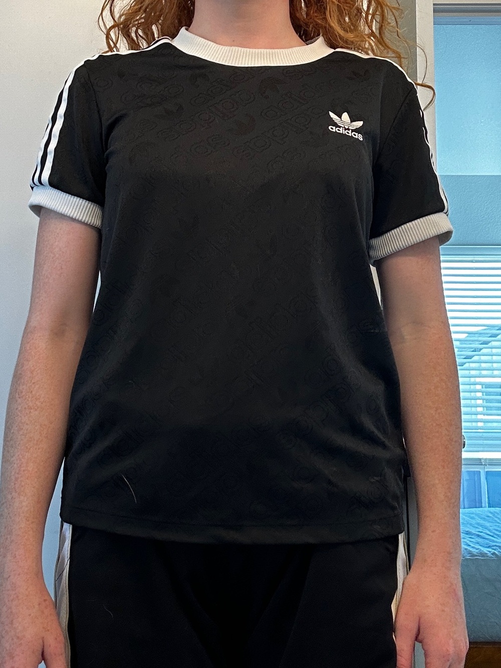 Adidas black and white t-shirt